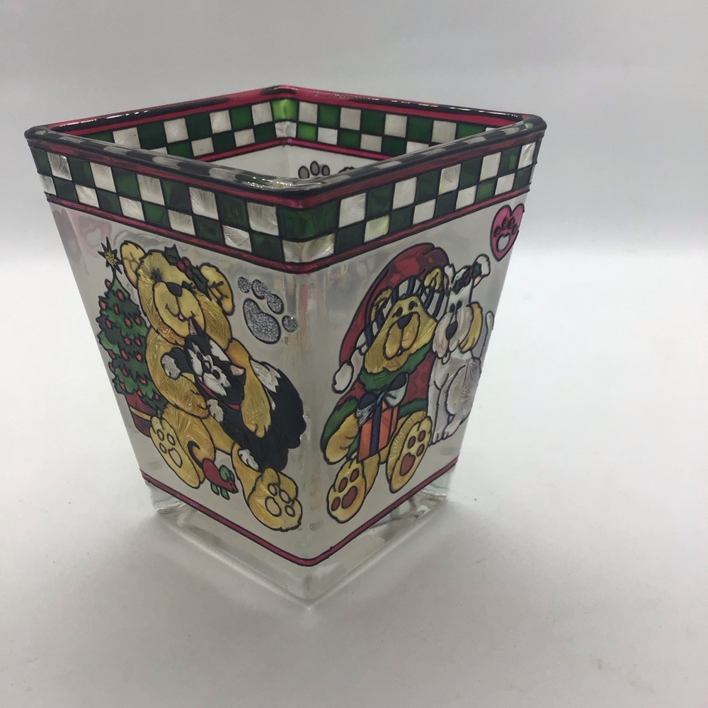 Amia Hand Painted Stained Glass Petite Votive Candle Holder Christmas Holiday